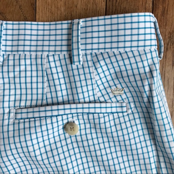 Peter Millar Teal Plaid Wicking Golf Shorts *S5 - Picture 7 of 8